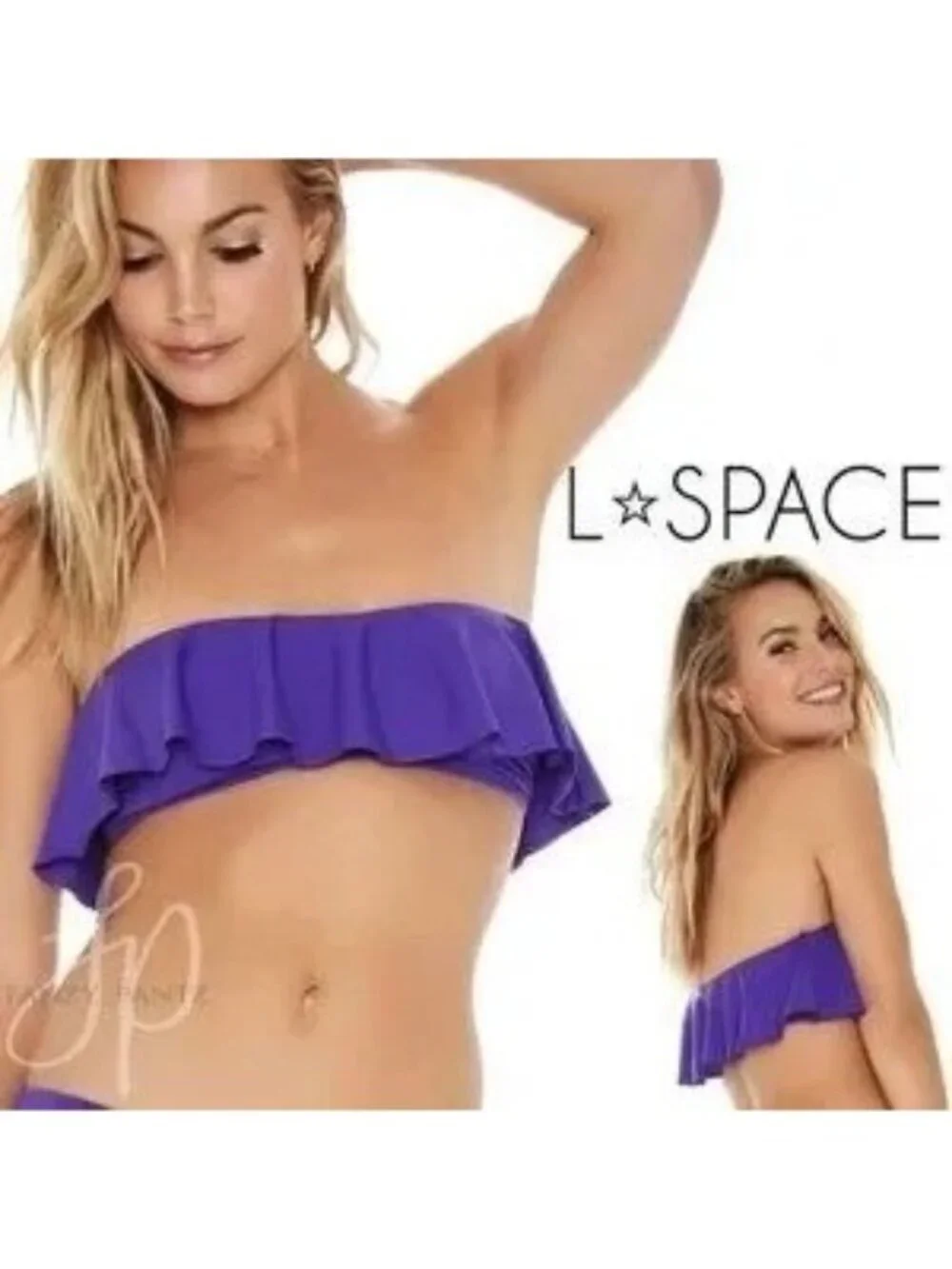 l*space Lynn Purple Bandeau Ruffle Bikini Tube Top